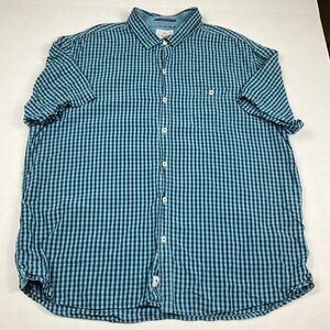 Tommy Bahama Mens Button Up Shirt Blue Plaid Short Sleeve Collared Casual Top XL